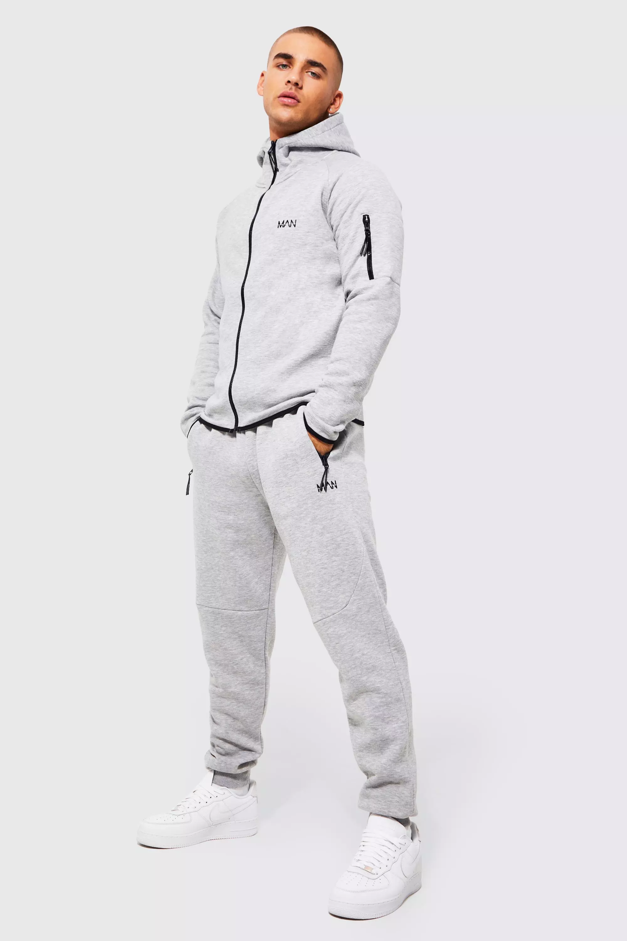 Boohooman best sale tracksuit grey